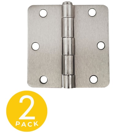 Global Door Controls 3.5 in. x 3.5 in. Satin Nickel Full Mortise Residential 1/4 in. Radius Hinge with Removable Pin, PK2 CP3535R1/4US15M